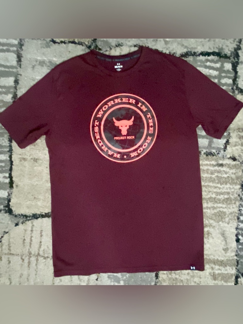 Under Armour Maroon Short Sleeve Project Rock Logo Tee